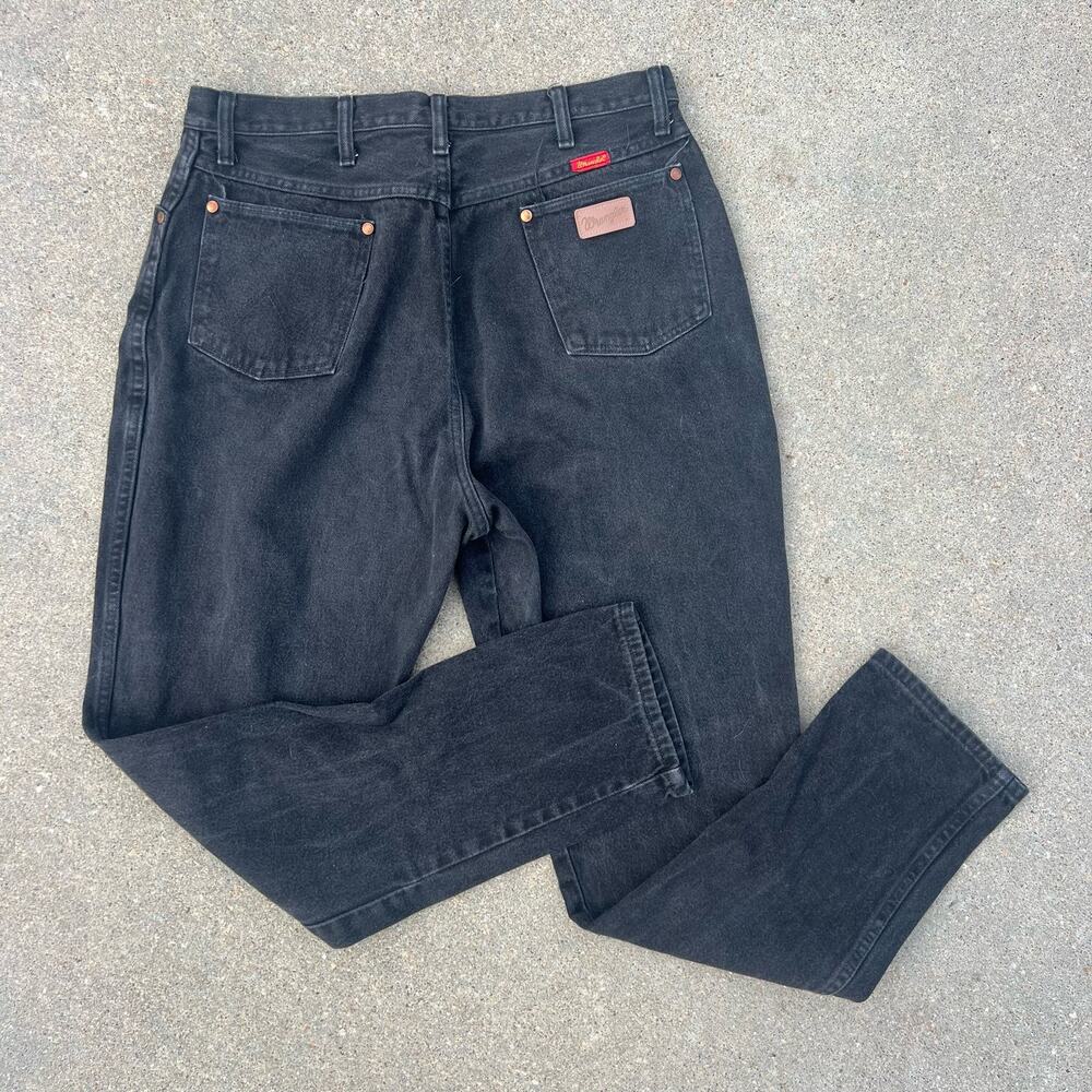 Vintage 90s Wrangler Black Cowgirl Wedgie Patch Pocket Jeans 12MWZWK 17/18x32